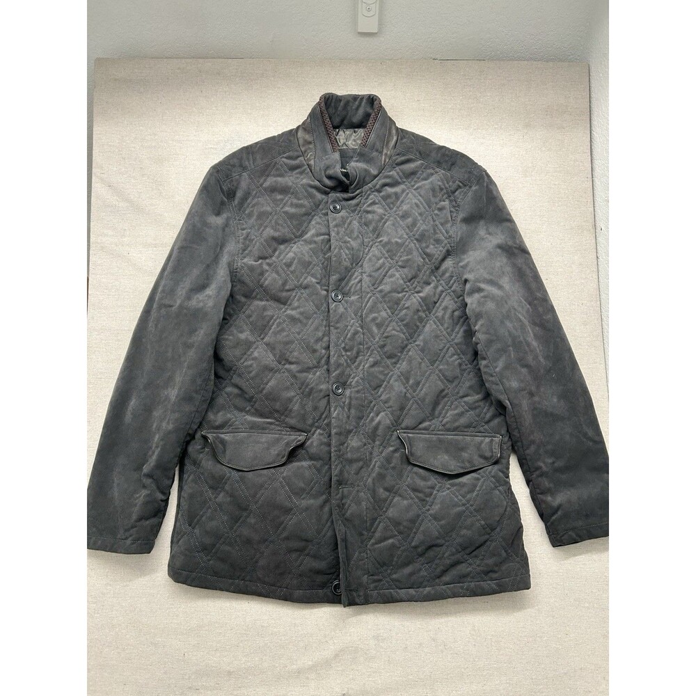 Allen Edmonds Gray Faux Suede Quilted Jacket Sized XL